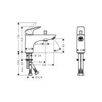 Смеситель Hansgrohe Logis врезной на край ванны на 1 отверстие (71312000)