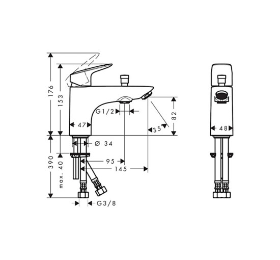 Смеситель Hansgrohe Logis врезной на край ванны на 1 отверстие (71312000)