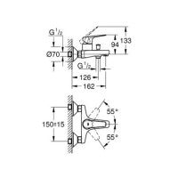 Змішувач для ванної одноважільний із коротким виливом GROHE BauFlow хром латунь 23601000