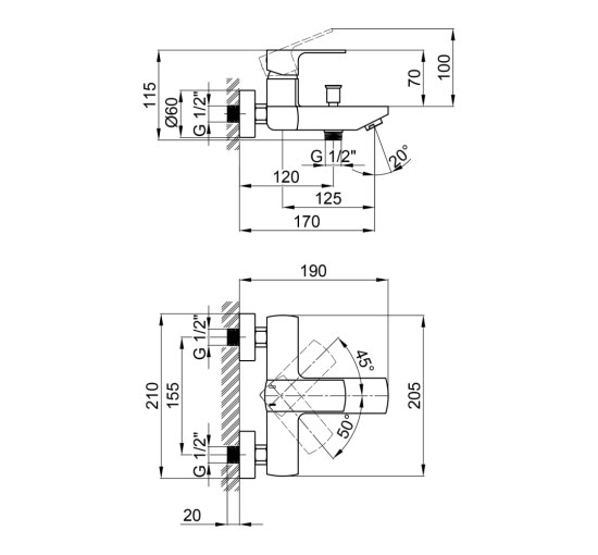 Смеситель для ванны Qtap Lipno 3023101DCB