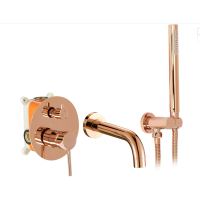 Смеситель для ванны и душа REA LUNGO ROSE GOLD + BOX скрытого монтажа