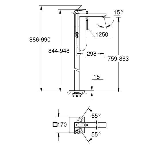 Смеситель для ванны Grohe Eurocube 23672001
