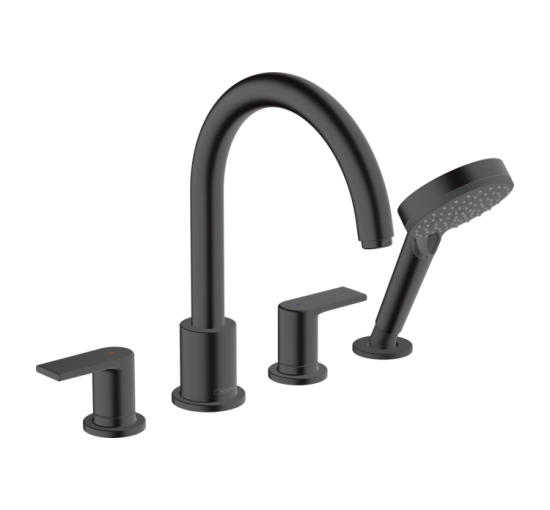 Змішувач Hansgrohe Vernis Shape врізний на край ванни на 4 отвори Matt Black (71459670)