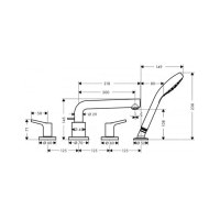 Смеситель Hansgrohe Talis S врезной на край ванны на 4 отверстия (72419000)