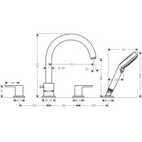 Смеситель Hansgrohe Vernis Shape врезной на край ванны на 4 отверстия Matt Black (71459670)