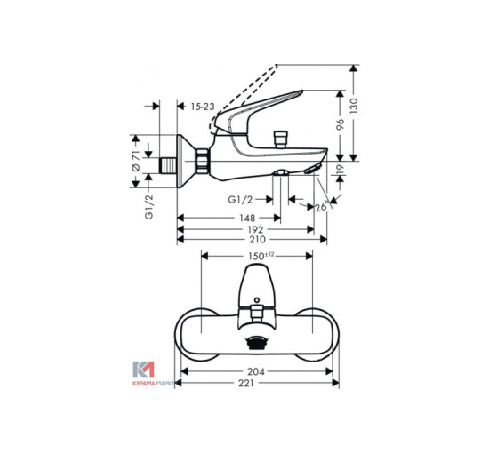 Змішувач Hansgrohe Novus для ванни (71040000)