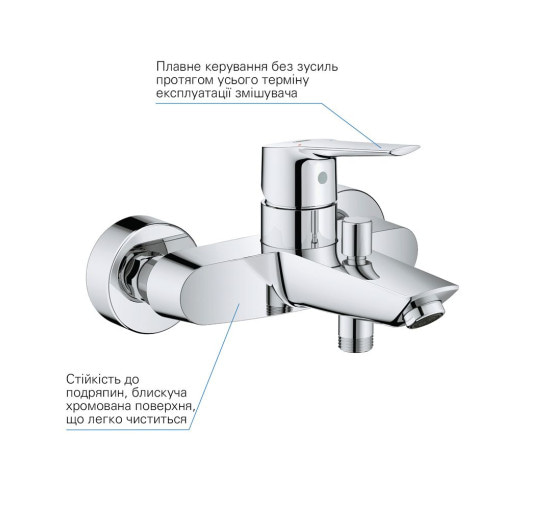 Змішувач для ванної одноважільний із коротким виливом GROHE Start хром латунь 24206002