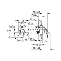 Змішувач прихованого монтажу з перемикачем GROHE BauFlow хром латунь 177x105мм 29045000