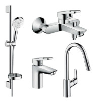 Комплект смесителей для ванны HANSGROHE LOGIS LOOP хром латунь 71151000+71244000+26553400+31815000 1252019