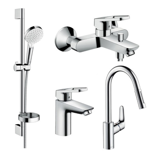 Комплект смесителей для ванны HANSGROHE LOGIS LOOP хром латунь 71151000+71244000+26553400+31815000 1252019