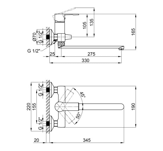 Смеситель для ванны Qtap Vitkov 3219104GC