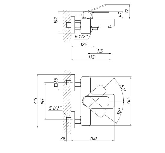 Смеситель для ванны Qtap Namesti 3025102DC