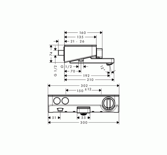 Термостат ShowerTablet Select 300 мм для ванни хромований (13151000)