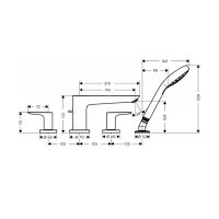 Смеситель Hansgrohe Talis E врезной на край ванны на 4 отверстия Brushed Black (71748340)