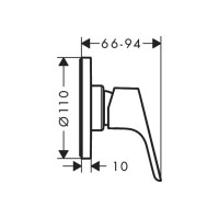 Змішувач Hansgrohe Focus E Mini 110 mm прихованого монтажу для душу, верхня частина (31961000)