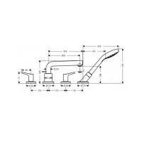 Смеситель Hansgrohe Talis S врезной на край ванны на 4 отверстия Secuflex 110 см (72418000)