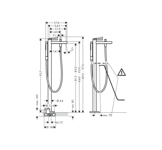 Смеситель Hansgrohe Finoris для ванны напольный Matt Black (76445670)
