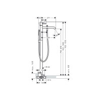 Смеситель Axor Uno для напольной ванны, ручка Loop, хромированный 38442000