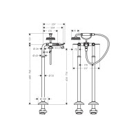 Смеситель Axor Montreux для ванны напольный двухвентельный Lever 16553140 Brushed Bronze