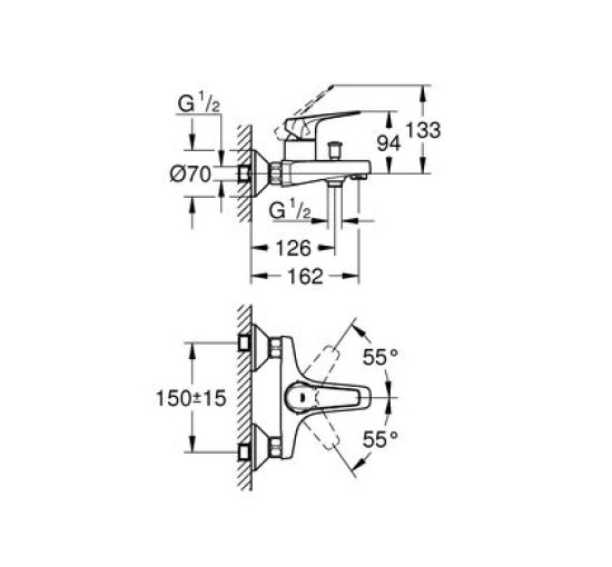 Набір змішувачів для ванної GROHE BauFlow хром латунь UA121624S0