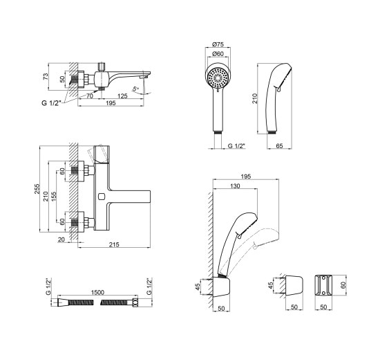 Смеситель для ванны Qtap Krychle 3052104GC