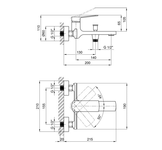 Смеситель для ванны Qtap Slavonice 3042103DC