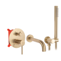 Змішувач для ванни і душу REA LUNGO BRUSHED GOLD + BOX прихованого монтажу