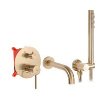 Змішувач для ванни і душу REA LUNGO BRUSHED GOLD + BOX прихованого монтажу