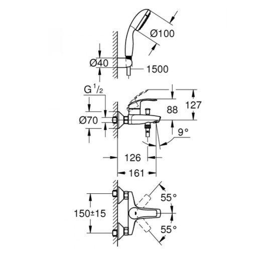 Смеситель для ванны Grohe Eurosmart 3330220A