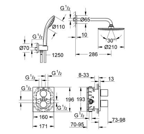 Душовий набір з термостатом Grohe Grohtherm 3000 Cosmopolitan (34408000)