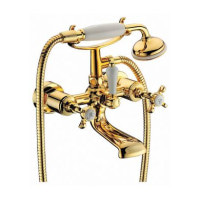 Смеситель для ванной двухвентильный с коротким изливом IMPRESE CUTHNA золото латунь 10280 zlato