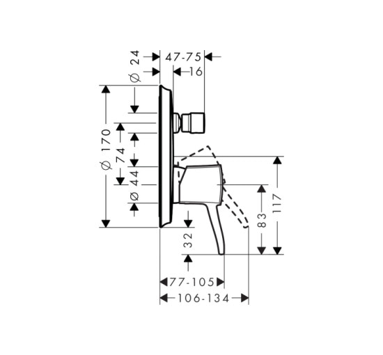 Смеситель Hansgrohe Metropol Classic скрытого монтажа для ванны/душа хромированный (31345000)