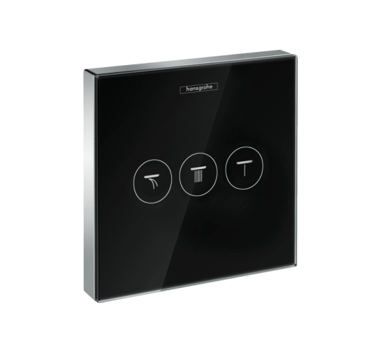 Переключатель Hansgrohe ShowerSelect Glass на 3 клавиши, черный/хромированный (15736600)