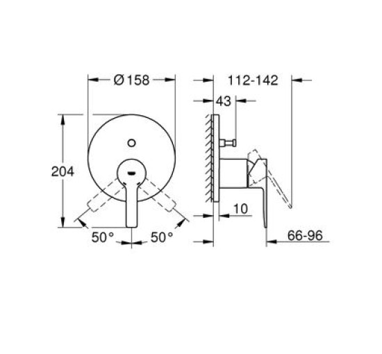 Наружная часть смесителя без скрытой части GROHE Lineare серый латунь 158мм 24064AL1