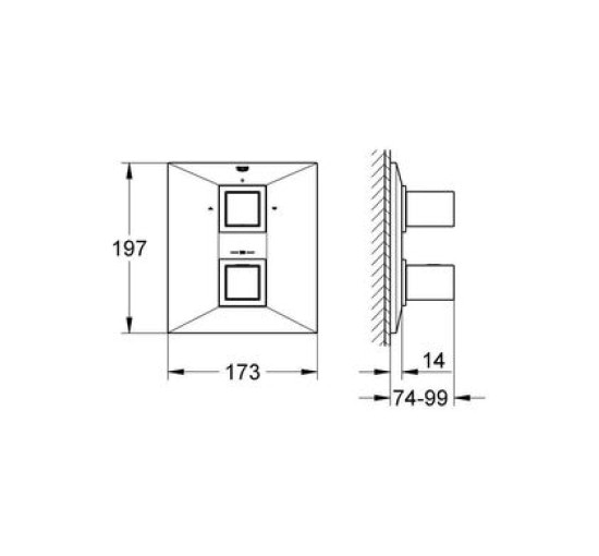 Наружная часть смесителя без скрытой части GROHE Allure Brilliant хром латунь 197x173мм 19792000