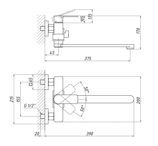 Змішувач для ванни Qtap Namesti 3225102GC