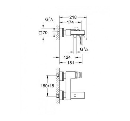 Смеситель для ванны Grohe Eurocube (23140000)