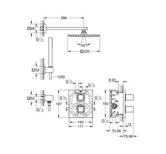Душевой набор с термостатом Grohe Grohtherm Cube (34506000)