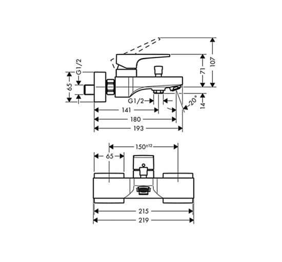 Змішувач Hansgrohe Metropol для ванни Matt Black (32540670)