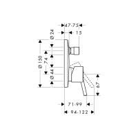 Смеситель Hansgrohe Talis S скрытого монтажа для ванны/душа, верхняя часть (32475000)
