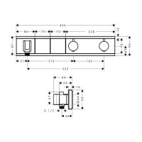 Термостат скрытого монтажа Hansgrohe RainSelect на 2 клавиши Black/Chrome (15355600)