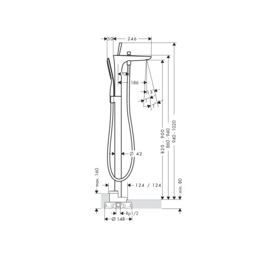 Смеситель Hansgrohe PuraVida для ванны напольный хромированный (15473000)