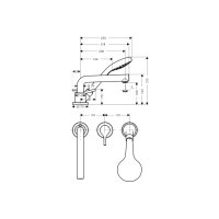 Смеситель Hansgrohe Talis S врезной на край ванны на 3 отверстия Secuflex 110 см (72416000)