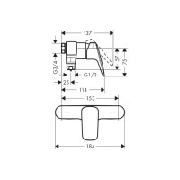 Змішувач Hansgrohe Logis для душу з міжосьовим підключенням 153 мм (71630000)