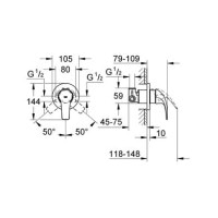 Смеситель скрытого монтажа GROHE BauCurve хром латунь 105мм 29044000