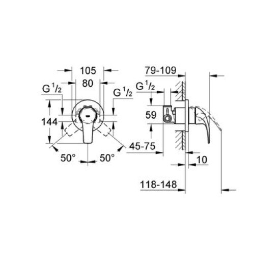 Змішувач прихованого монтажу GROHE BauCurve хром латунь 105мм 29044000