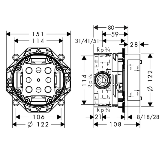 Скрытая часть смесителя HANSGROHE iBox 01700180