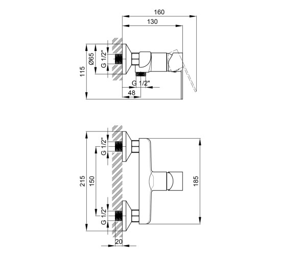 Змішувач для душу Qtap Ustek 4016107CW