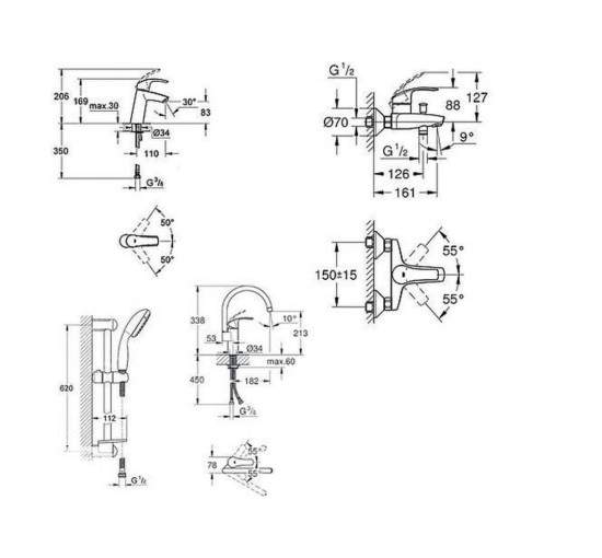 Набір змішувачів Grohe Eurosmart M-Size 123248MK