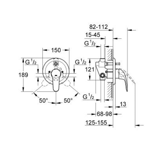 Смеситель для ванны Grohe Euroeco скрытый монтаж (32747000)